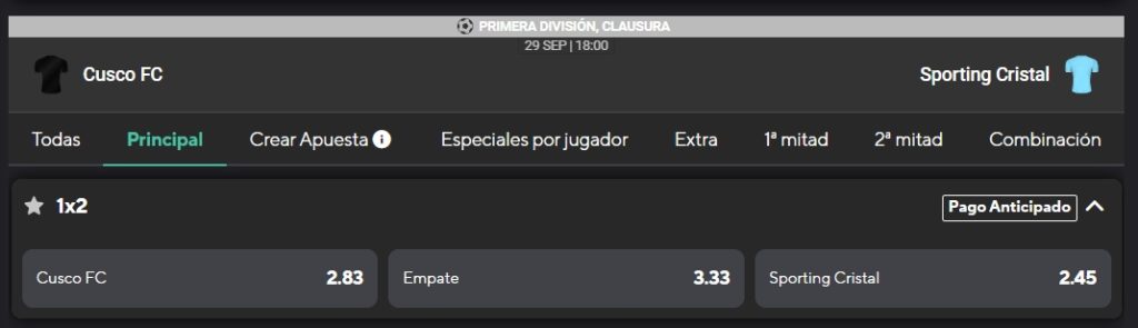 Cusco FC vs Sporting Cristal.